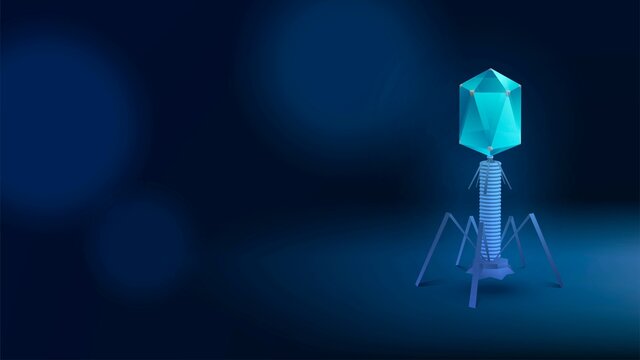 Vector background with bacteriophage on dark background