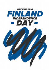 Finland Independence Day. National happy holiday, celebrated annual in December 6. Finland flag. Patriotic elements. Poster, card, banner and background. Vector illustration
