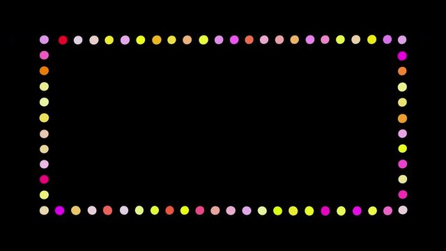 Colourful dots frame animation, isolated on a transparent background 
