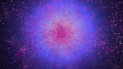 A particle explosion. Outer space. Blue and purple.
