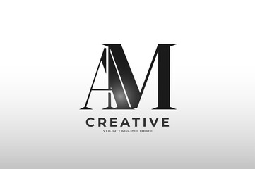 Initial letter A and M logo isolated on white background, Flat Logo Design Template, vector illustration