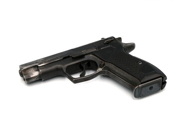 Old pistol on white background