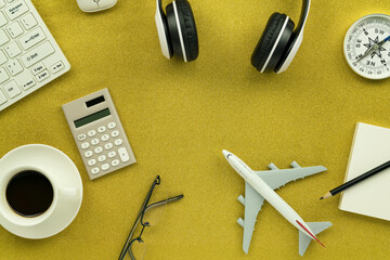 Office desk wood table of Business workplace and business objects copy space for your Business...