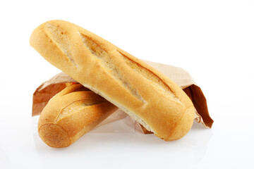 Two bread loaf isolated on white background.
