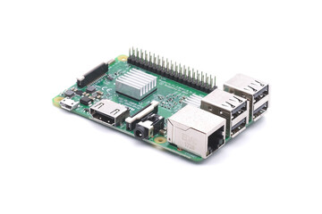 Raspberry pi board model 3B. Mini computer board, pcb printed circuit board for personal projects...