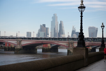 Fototapeta na wymiar London sky line over thames sunny day