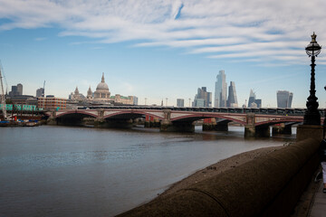Fototapeta na wymiar London sky line over thames sunny day