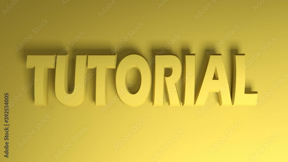 Poster the yellow write tutorial passing from right to left on a yellow background - 3d rendering video cli