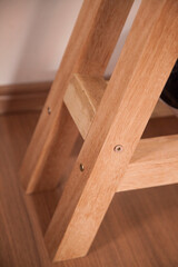 SÃO PAULO, BRAZIL - April 28, 2020: Bench made with skateboard, for youth decoration for skater. Space for tennis, computer, keys and cell phone. In wood and screws. Decoration concept. Skateboard.