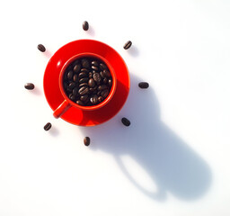Clock Red Coffee Cup