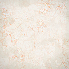 Grunge floral abstract hand-drawn pattern.