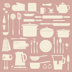 Kitchen silhouette set.