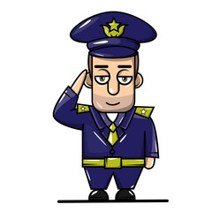 Policeman character vector illustration. Full length officer. Cartoon flat illustration. Isolated on white background.