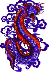 sea serpent purple, orange vector illustration