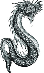 sea serpent black vector illustration