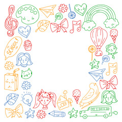 Education icons set. School and colledge. Creativity and imagination.