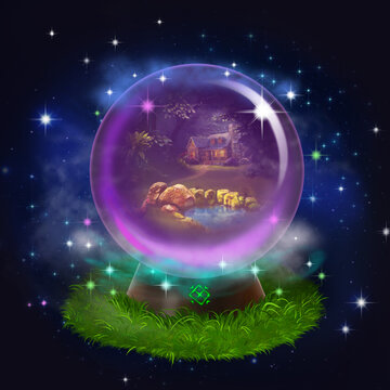  fantasy magic illustration on the theme of magic ritual