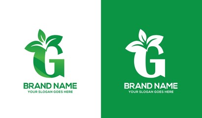 Creative G Alphabet Nature Logo Design Concept