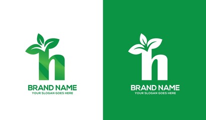 Creative H Alphabet Nature Logo Design Concept