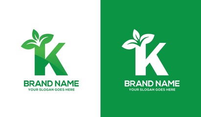 Creative K Alphabet Nature Logo Design Concept