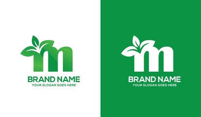 Creative M Alphabet Nature Logo Design Concept