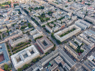 aerial view of the city, Warsaw city center