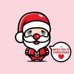 cute santa claus characters cry miss christmas
