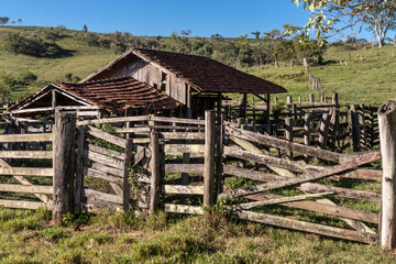 an old cattle wooden stable abandoned in Brazil