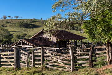 an old cattle wooden stable abandoned in Brazil