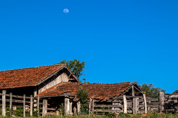 an old cattle wooden stable abandoned in Brazil
