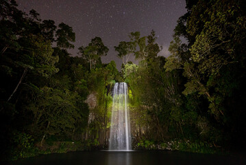 Millaa Millaa Falls at night.  The falls are located just outside the tiny town of Millaa Millaa on the Atherton Tablelands, north Queensland, Australia