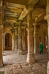 Columns in Uperkot Fort in Junagad in Gujarat