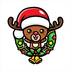 cute reindeer characters in Christmas decorations