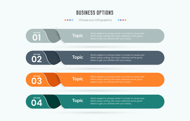 4 options of infographic, infographic design for Process chart. , diagram with steps, options, parts or processes. Vector business template for presentation. Creative concept for infographic.