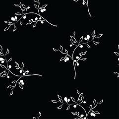 black and white floral background. Olive pattern