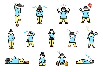 Naklejka premium ちび人間表現集2 女性ver.