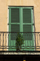 Colorful old widows and balconies in New Orleans