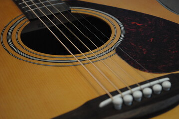 Obraz premium acoustic guitar close up