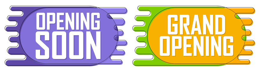 Banners design template, business startup ceremony isolated symbols, grand opening soon, vector illustration