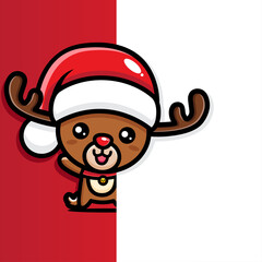 cute half reindeer character wearing santa costume