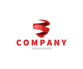 Strawberry Slice Logo Concept. Vector Design Illustration. Symbol and Icon Vector Template.