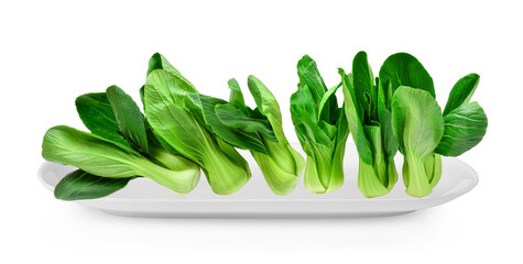 Chinese cabbage in white plate on white background