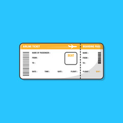 Airline Boarding Pass Ticket Vector Icon Illustration. Concept Of Travel, Journey Or Business Trip Flat Icon