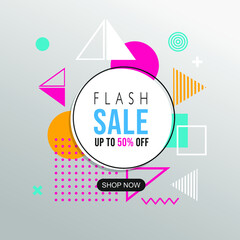 Flash Sale Abstract geometric pattern colorful design and background. Use for modern design, cover, template, decorated, brochure, flyer.