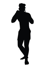 Thai boxing man  silhouette vector on white background