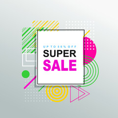 Super Sale Abstract geometric pattern colorful design and background. Use for modern design, cover, template, decorated, brochure, flyer.