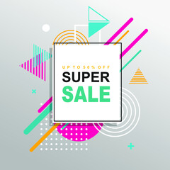 Obraz premium Super Sale Abstract geometric pattern colorful design and background. Use for modern design, cover, template, decorated, brochure, flyer.