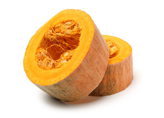 orange squash slices on White Background