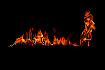 Fire flames on a black background.