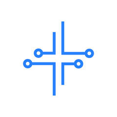 Obraz premium High Tech icon. Abstract vector cross technology logo. Stock illustration.